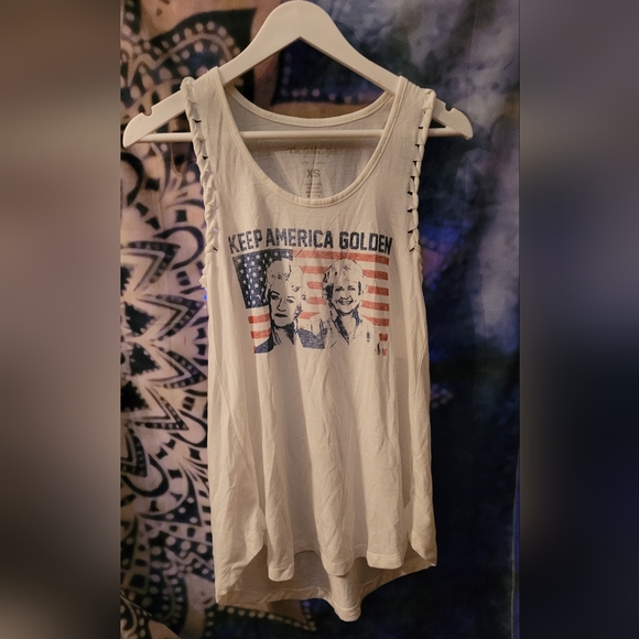 The golden girls womens xs drapey tank white Woven armholes loose fit - Picture 6 of 6